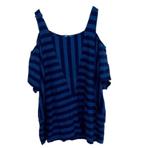 Soft Surroundings Striped Cold Shoulders Tunic‎ Top Womens Size 2X Pockets